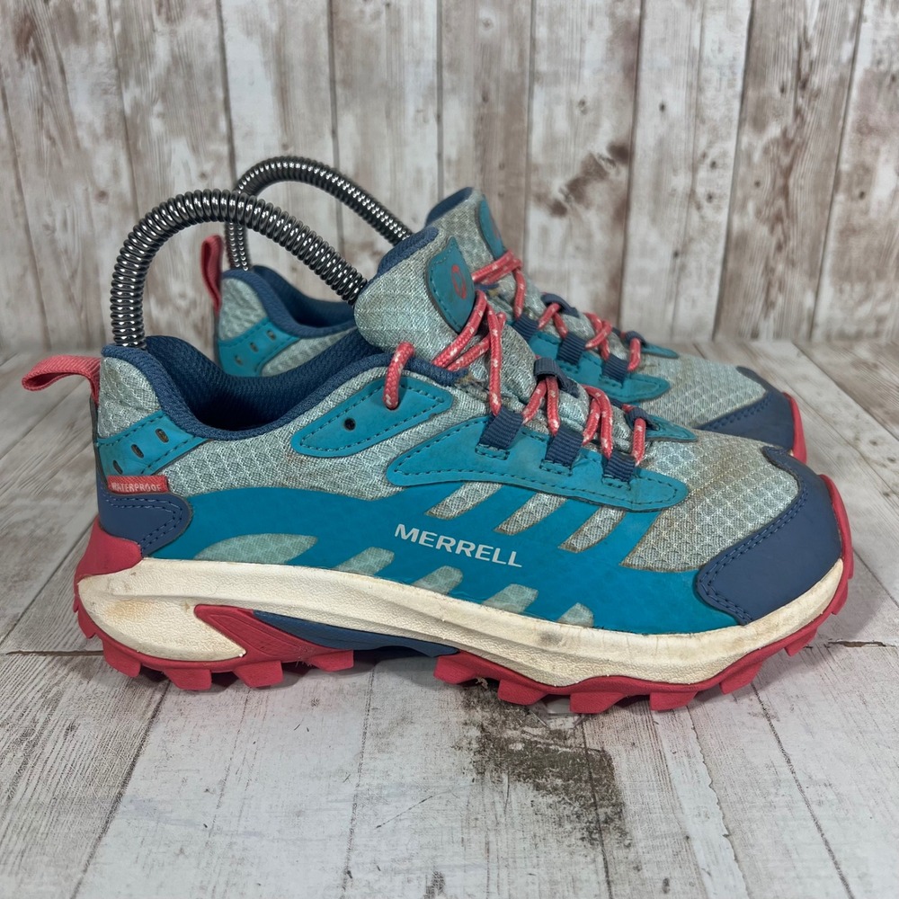 Merrell Moab Speed Low Waterproof Kids Hiking Sneakers Blue Pink MK167552 3M